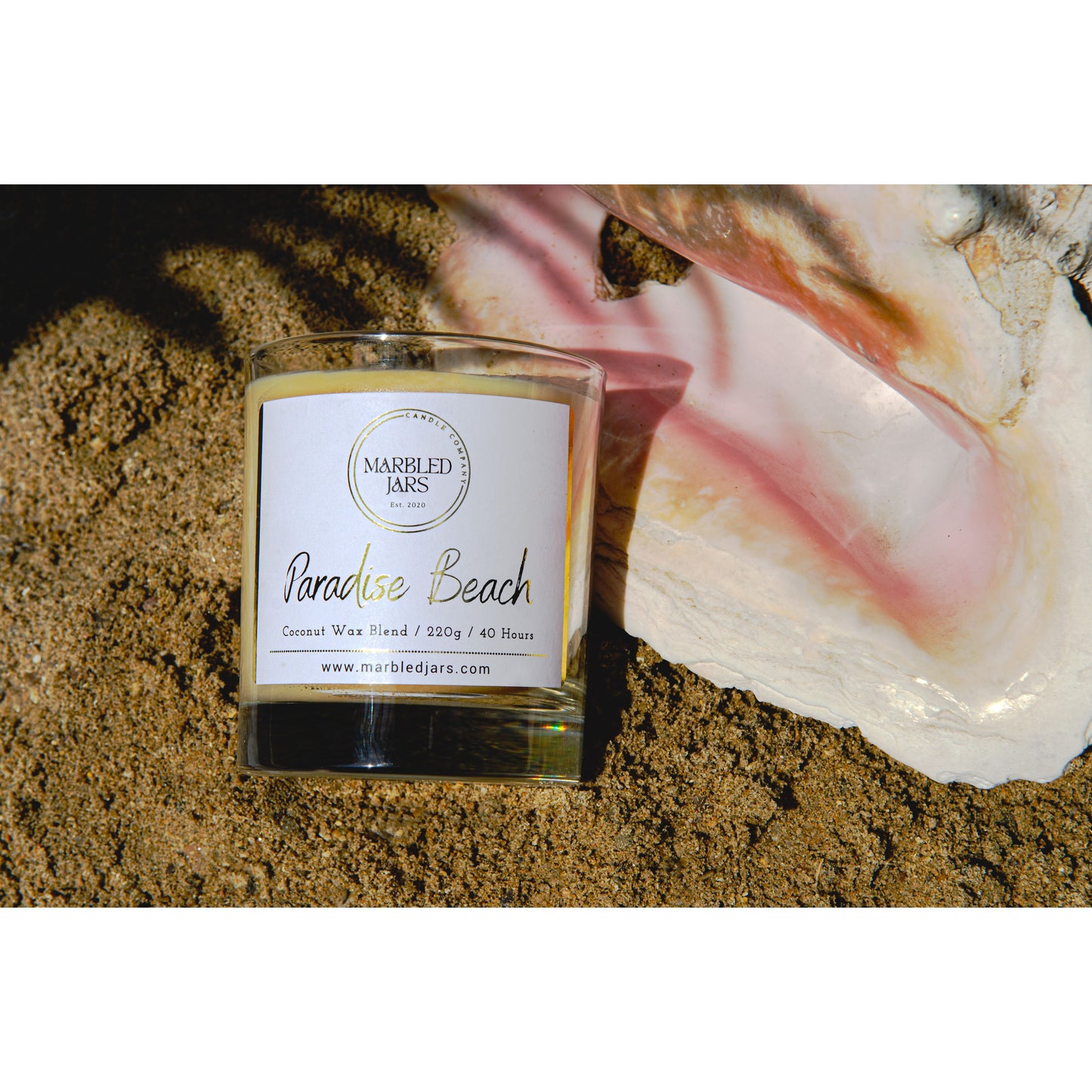 Paradise Beach Luxury Fragranced Marbled Jar Candle - 40 Hours Burn Time