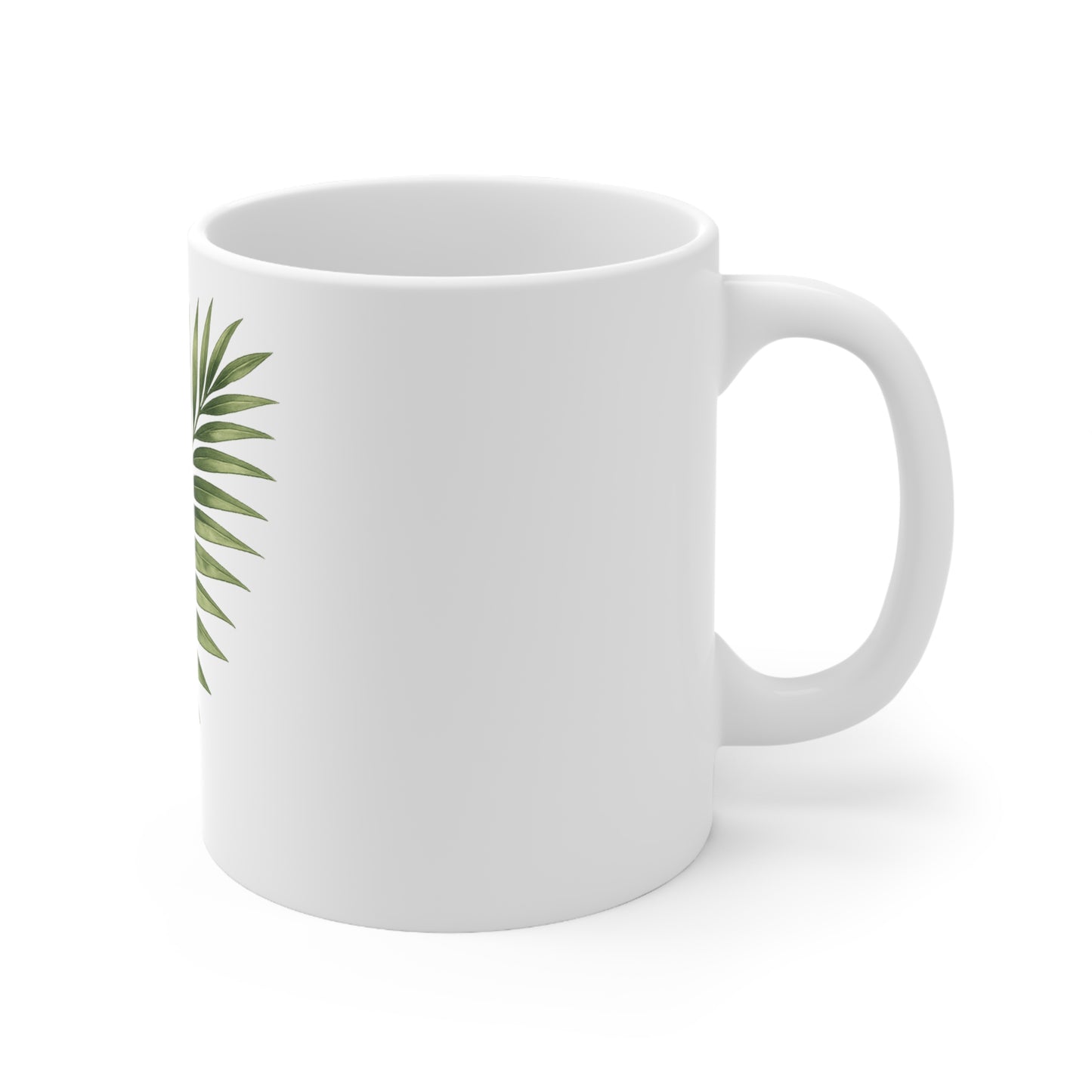 Palm Leaf Ceramic Coffee Mug — Botanical 11oz & 15oz
