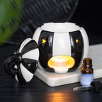 Black & White Striped Pumpkin Oil Burner Halloween Autumn Gift Home Fragrance