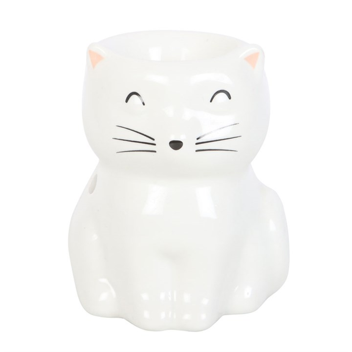 White Happy Cat Oil Burner Ceramic Wax Warmer Gift Home Fragrance