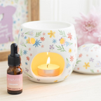 Spring Floral Print Egg Oil Burner & Wax Warmer Ceramic Easter Gift