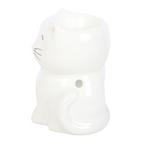 White Happy Cat Oil Burner Ceramic Wax Warmer Gift Home Fragrance