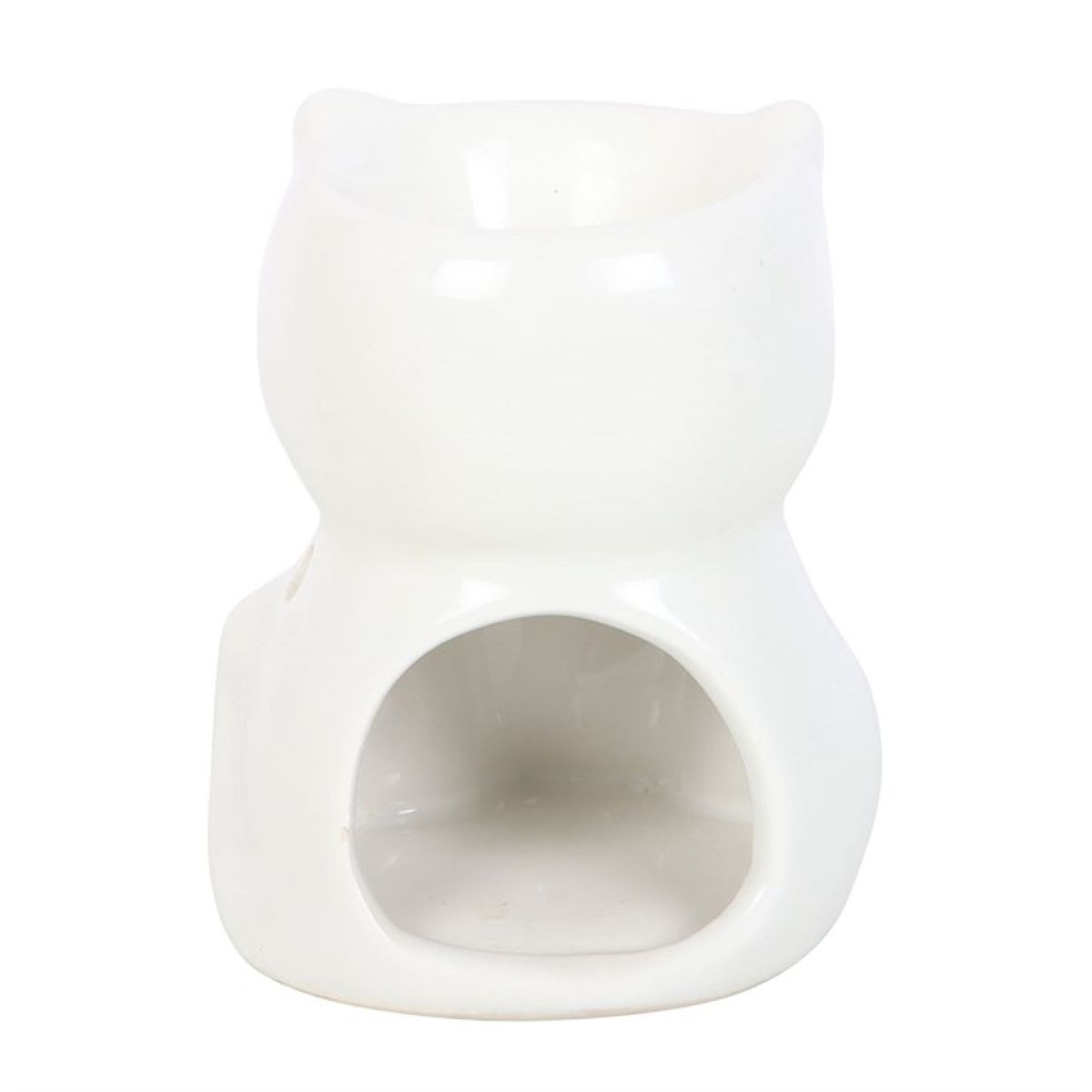 White Happy Cat Oil Burner Ceramic Wax Warmer Gift Home Fragrance