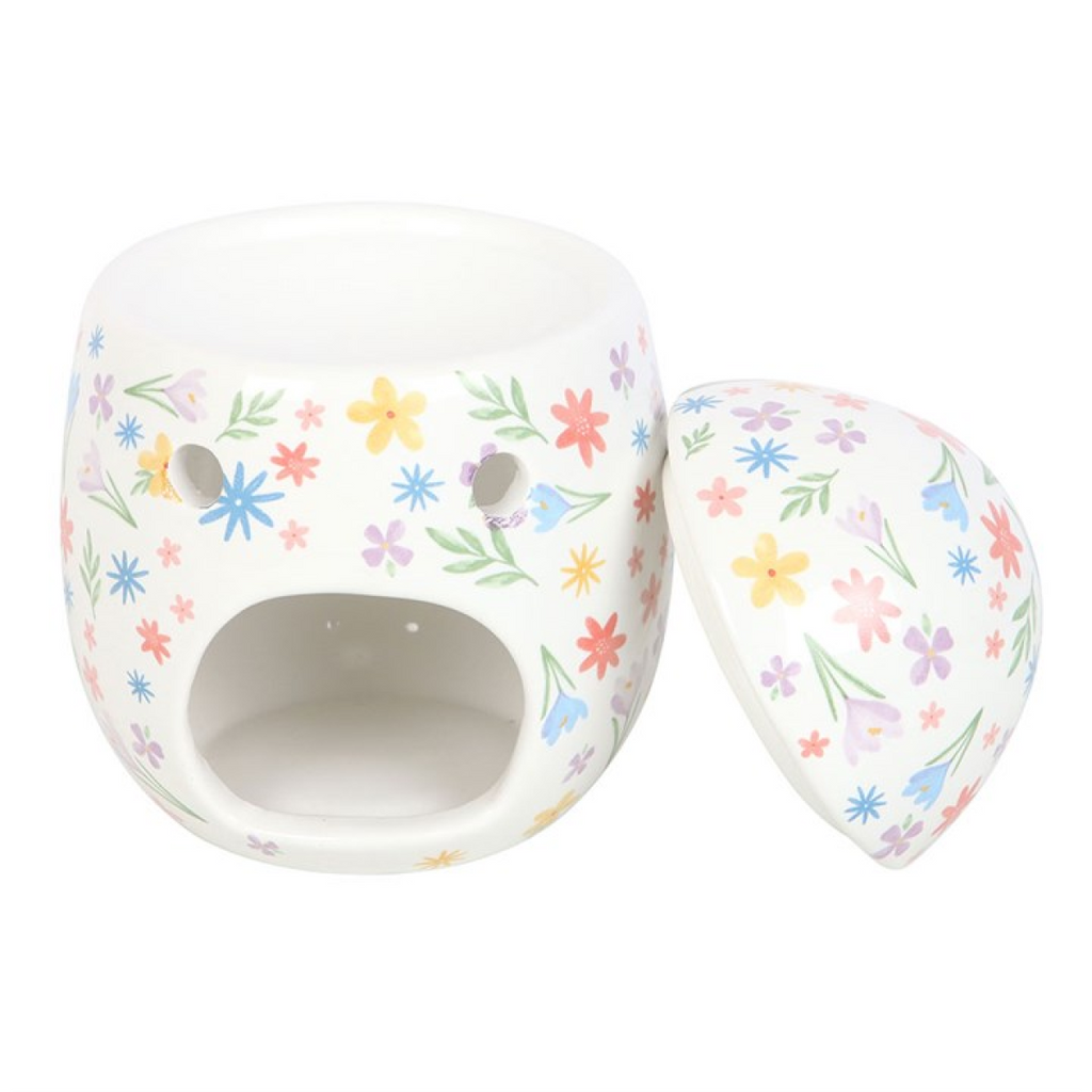Spring Floral Print Egg Oil Burner & Wax Warmer Ceramic Easter Gift