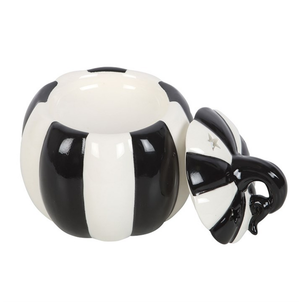 Black & White Striped Pumpkin Oil Burner Halloween Autumn Gift Home Fragrance