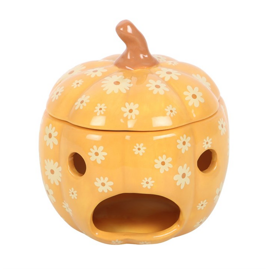 Groovy Floral Pumpkin Oil Burner Halloween Autumn Gift Home Fragrance