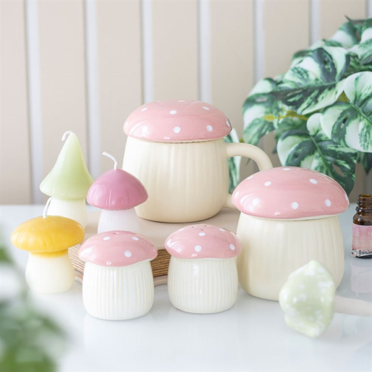 Pink Mushroom Oil Burner Ceramic Gift Home Fragrance