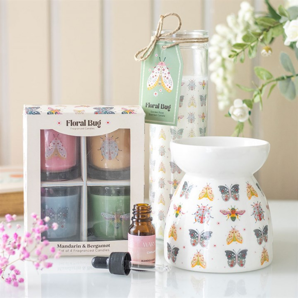 Floral Bug Print Oil Burner & Wax Warmer Gift Home Fragrance