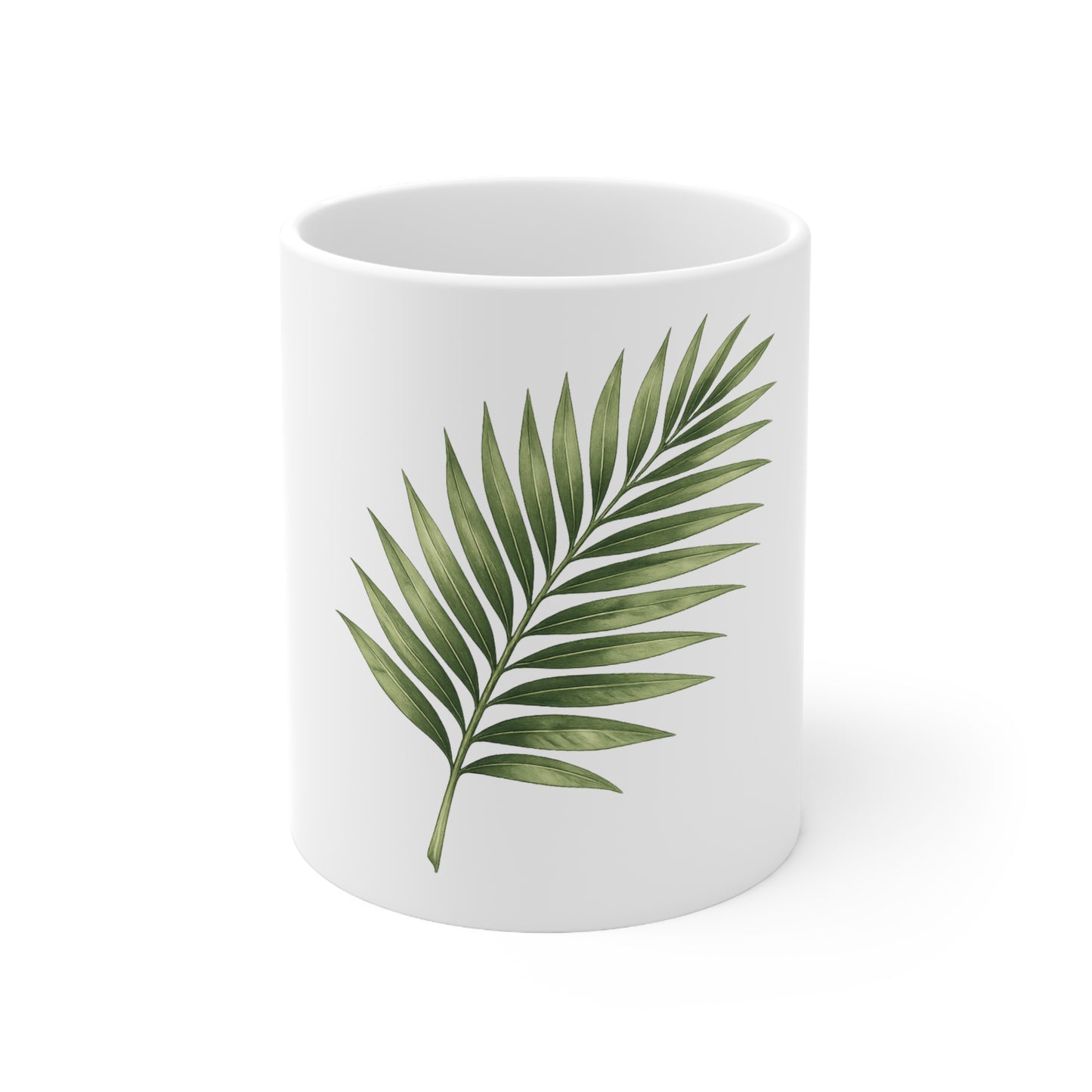 Palm Leaf Ceramic Coffee Mug — Botanical 11oz & 15oz