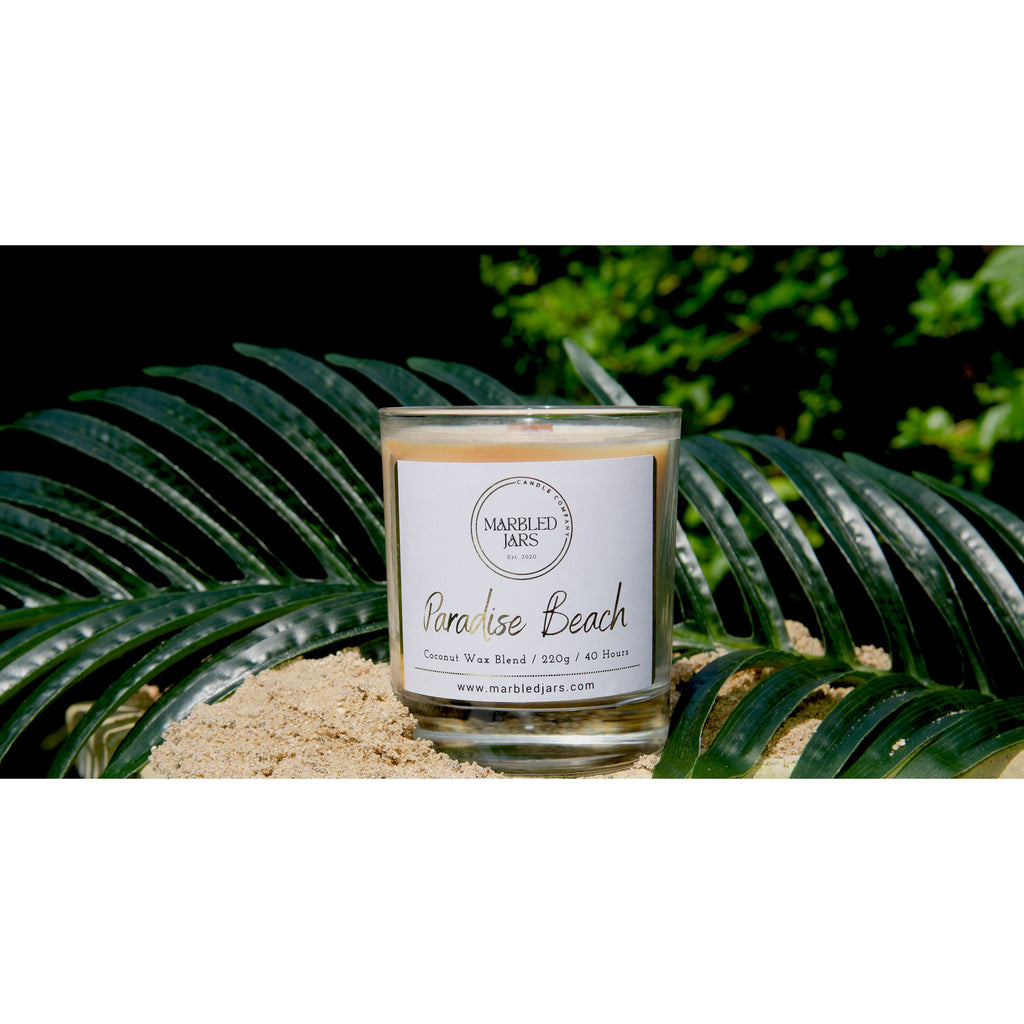 Paradise Beach Scented Marbled Jar Candle 40 Hours Burn Time Home Fragrance