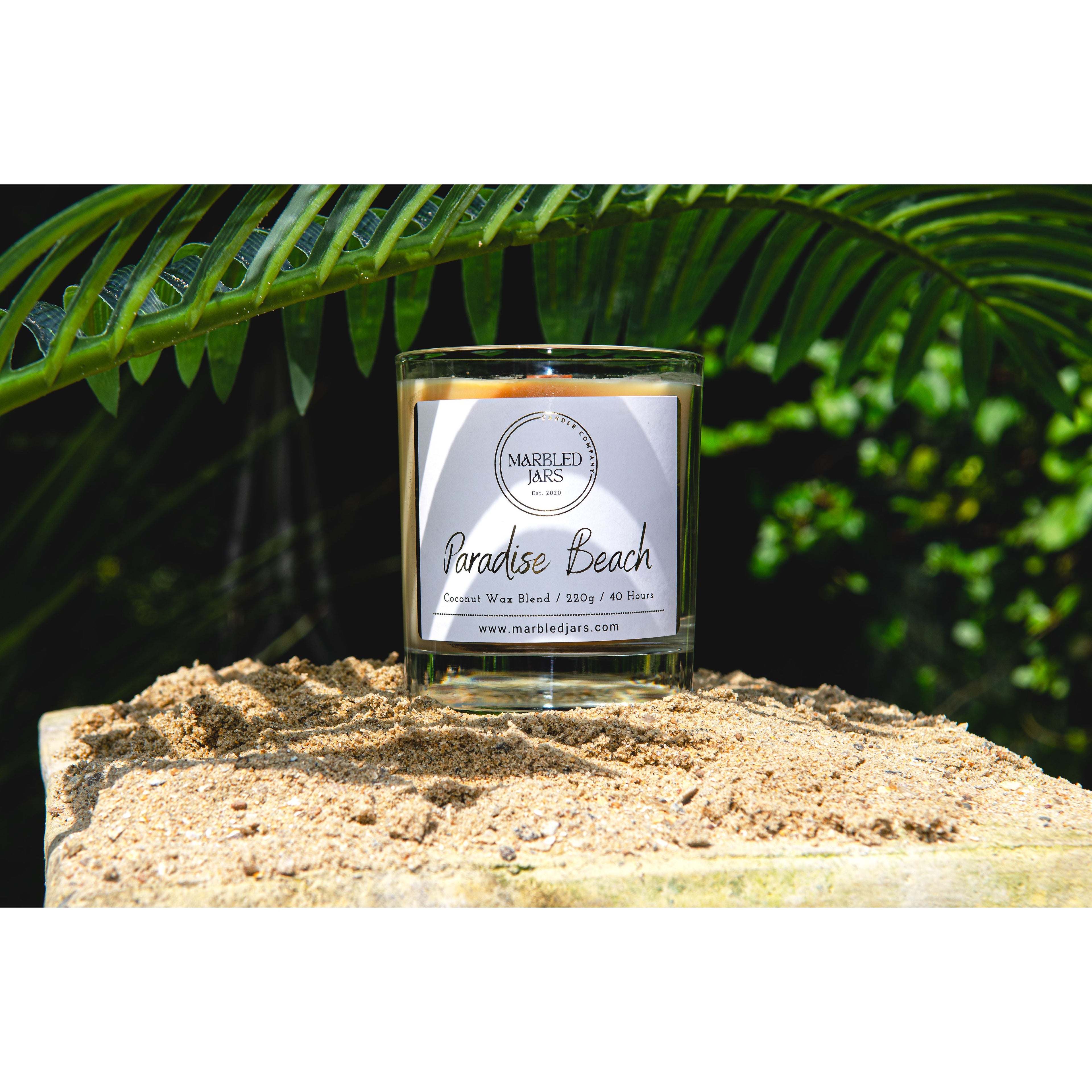 Paradise Beach Scented Marbled Jar Candle 40 Hours Burn Time Home Fragrance