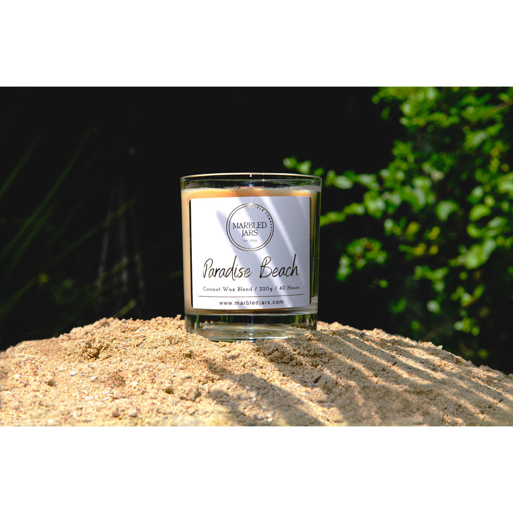 Paradise Beach Scented Marbled Jar Candle 40 Hours Burn Time Home Fragrance