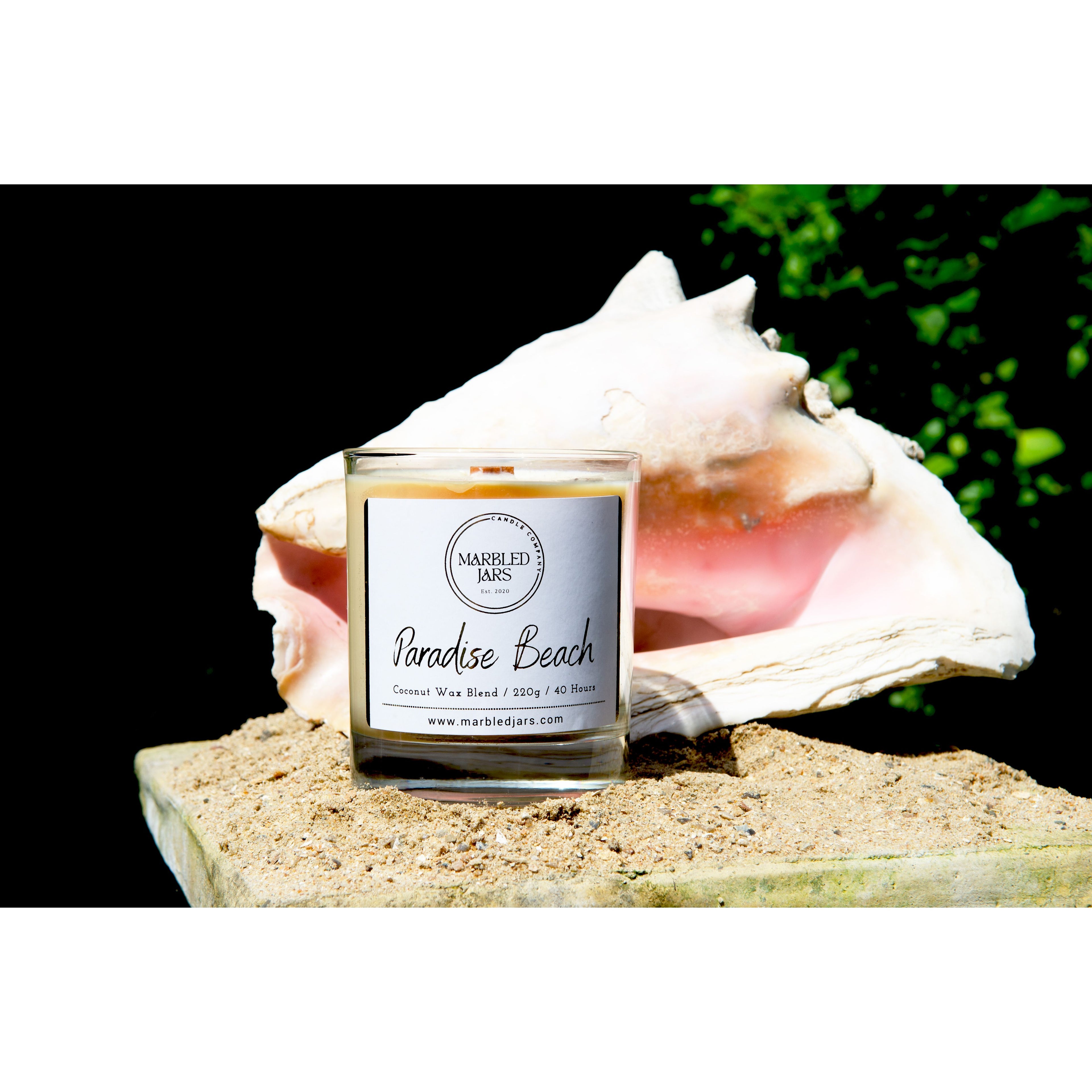 Paradise Beach Scented Marbled Jar Candle 40 Hours Burn Time Home Fragrance