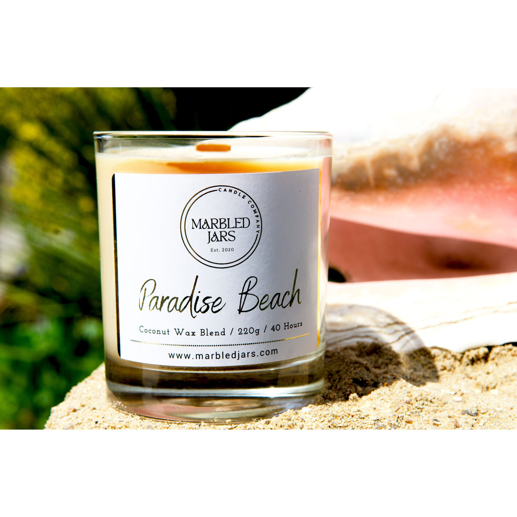 Paradise Beach Scented Marbled Jar Candle 40 Hours Burn Time Home Fragrance