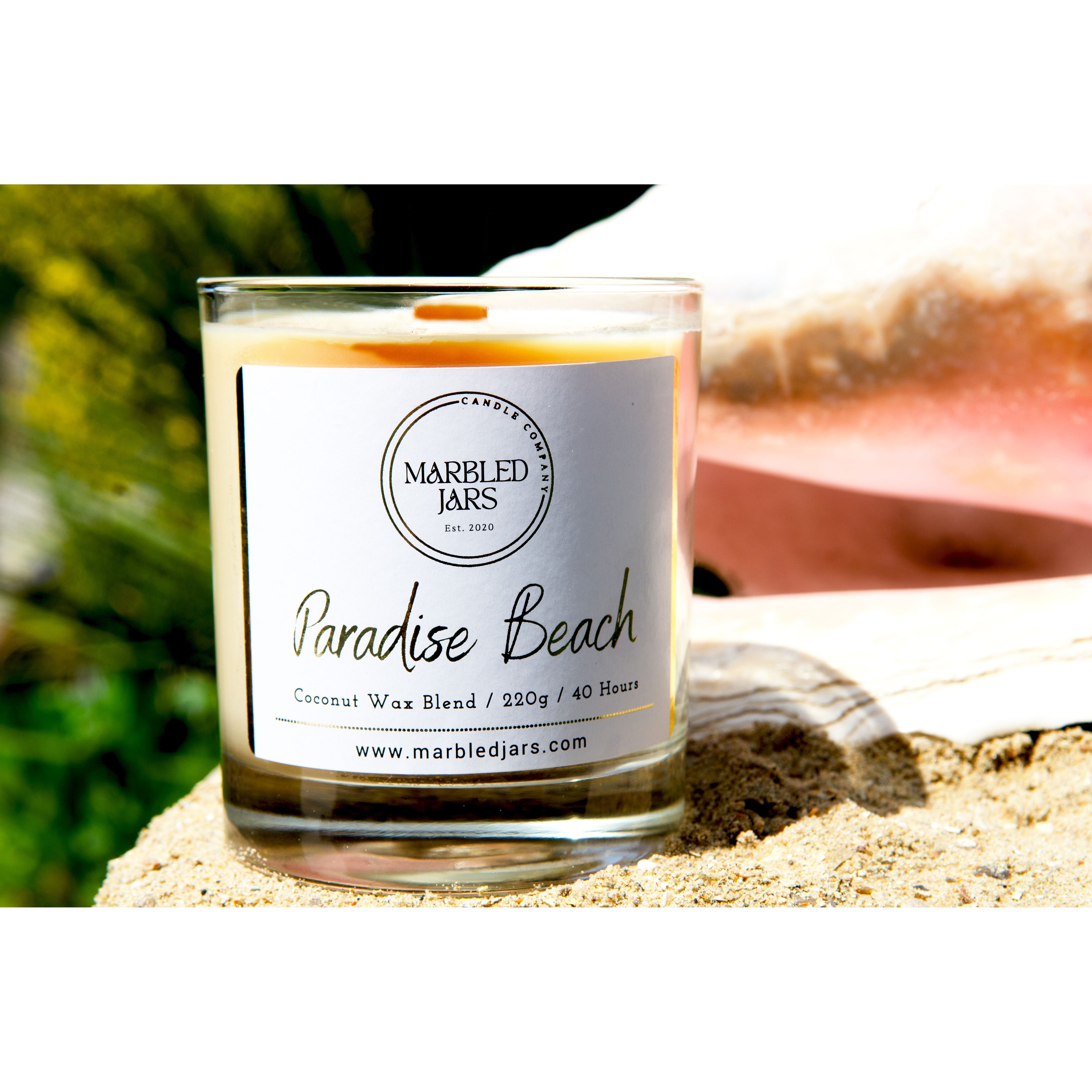 Paradise Beach Scented Marbled Jar Candle 40 Hours Burn Time Home Fragrance