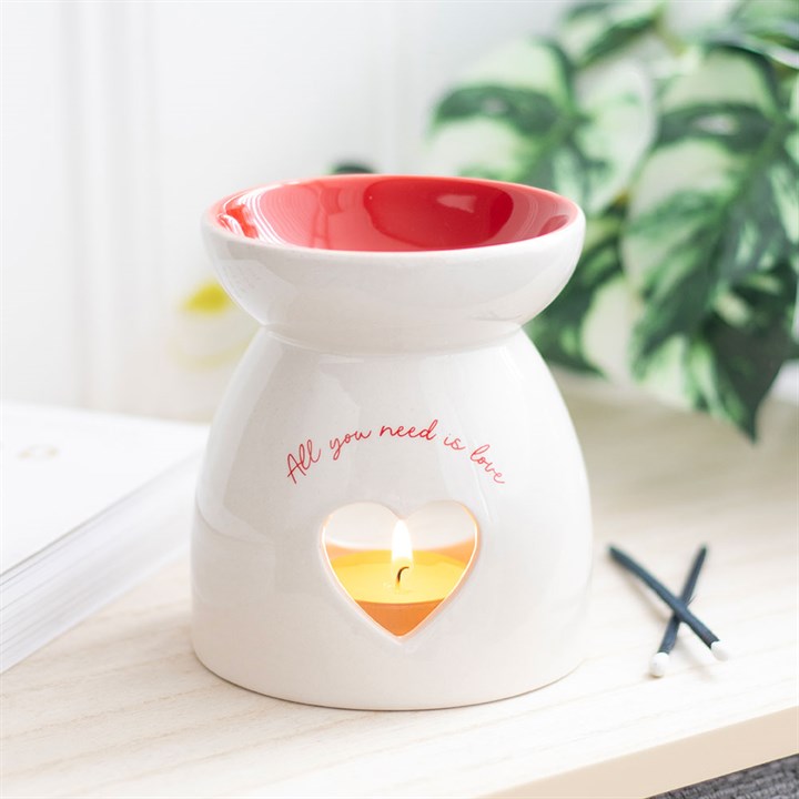 All You Need is Love Heart Oil Burner & Wax Warmer Ceramic Valentine's Gift