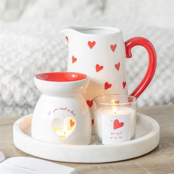 All You Need is Love Heart Oil Burner & Wax Warmer Ceramic Valentine's Gift