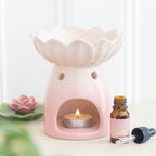 Pink Water Lily Oil Burner & Wax Warmer Ceramic Gift Home Fragrance