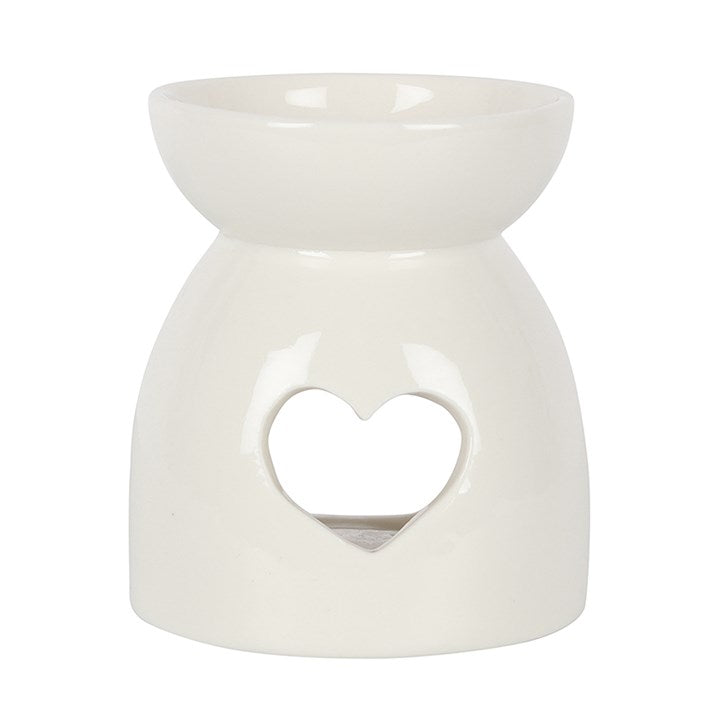 White Heart Cut Out Oil Burner Wax Warmer Gift Home Fragrance