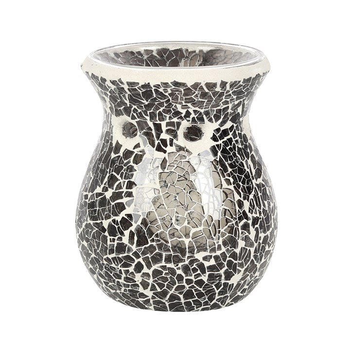 Small Gunmetal Grey Crackle Oil Burner & Wax Warmer Gift Home Fragrance