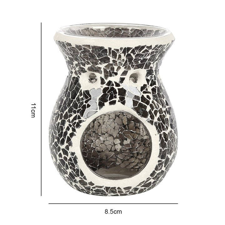 Small Gunmetal Grey Crackle Oil Burner & Wax Warmer Gift Home Fragrance
