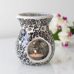 Small Gunmetal Grey Crackle Oil Burner & Wax Warmer Gift Home Fragrance