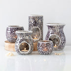 Small Gunmetal Grey Crackle Oil Burner & Wax Warmer Gift Home Fragrance