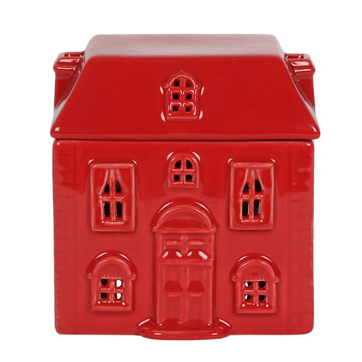 Red Ceramic House Oil Burner Gift Home Fragrance