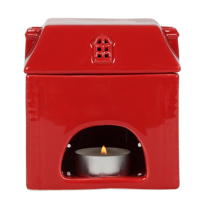 Red Ceramic House Oil Burner Gift Home Fragrance
