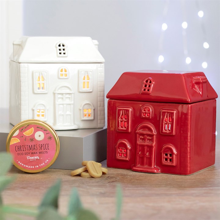 Red Ceramic House Oil Burner Gift Home Fragrance