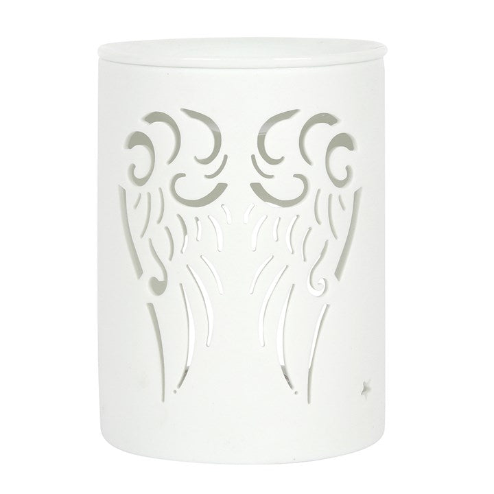 White Angel Wings Cut Out Oil Burner Ceramic Wax Warmer Gift Home Fragrance