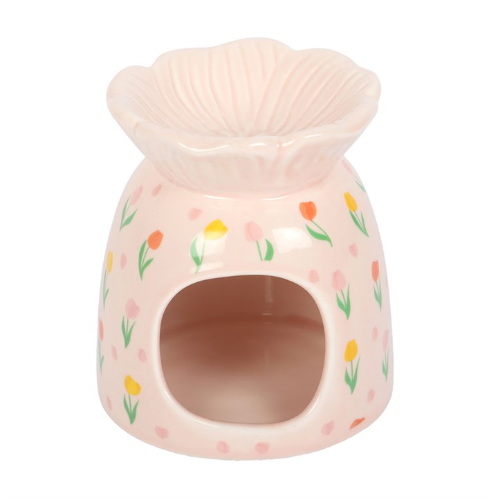 Tulip Print Oil Burner & Wax Warmer Ceramic Gift Home Fragrance