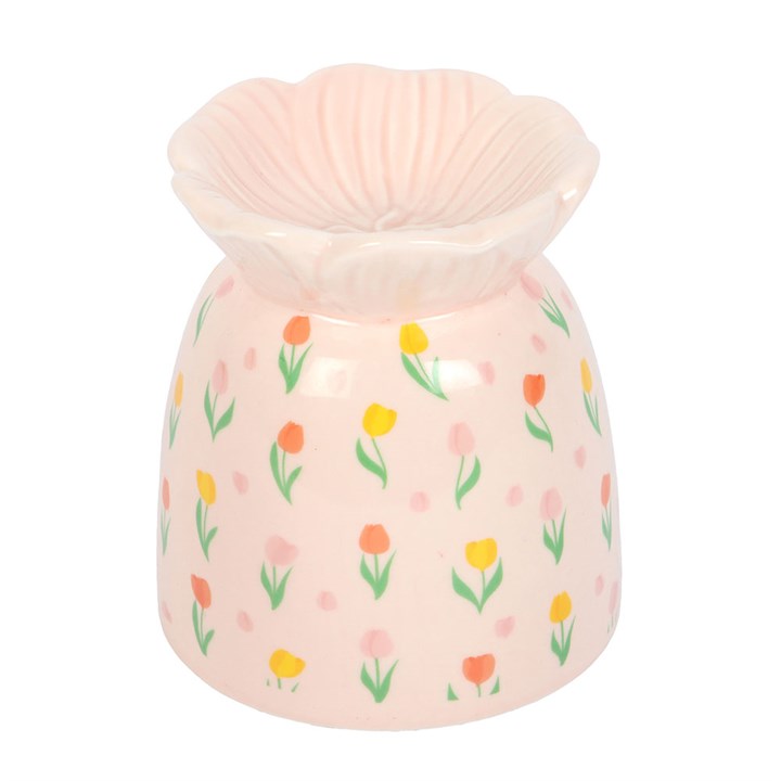 Tulip Print Oil Burner & Wax Warmer Ceramic Gift Home Fragrance