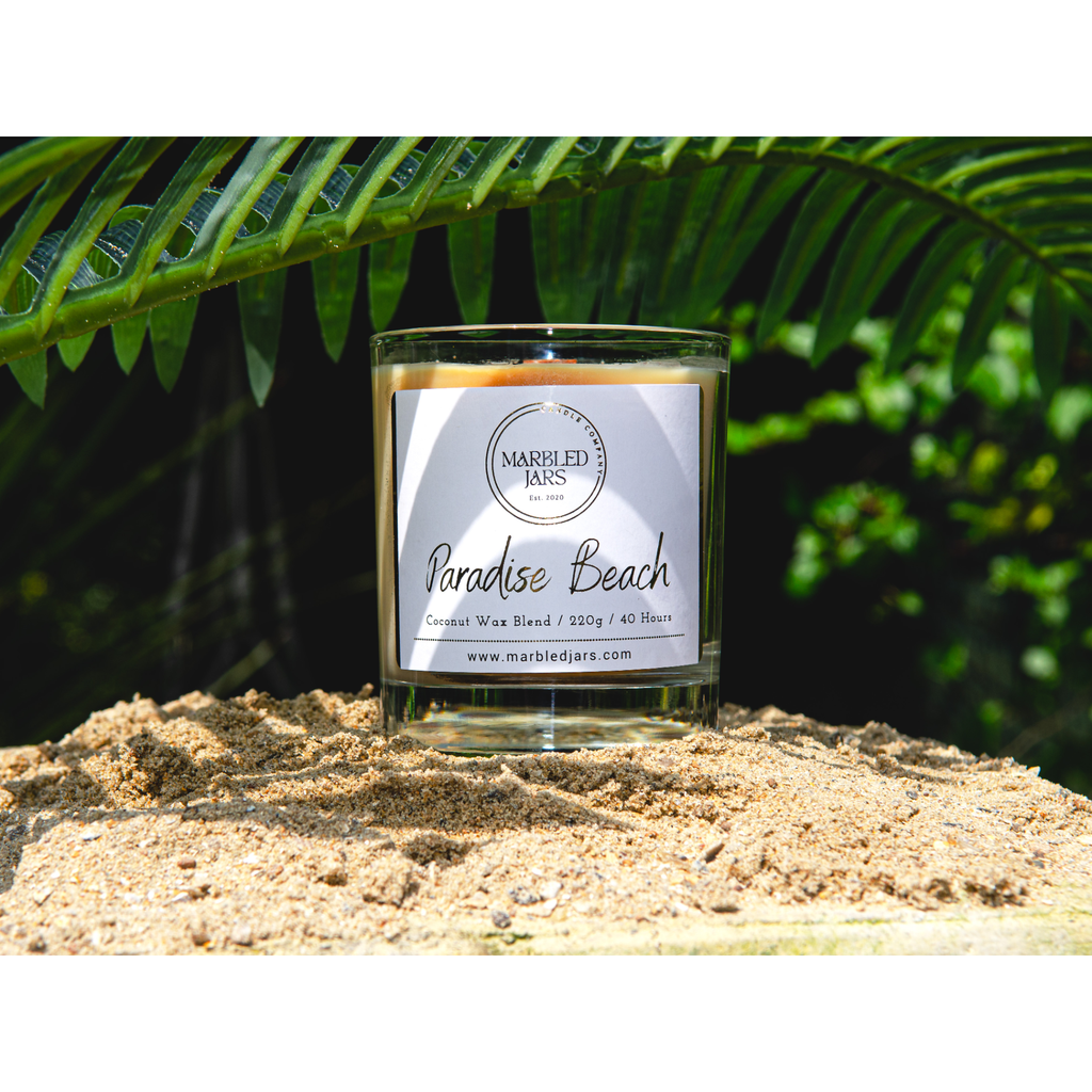 Paradise Beach Scented Marbled Jar Candle 40 Hours Burn Time Home Fragrance