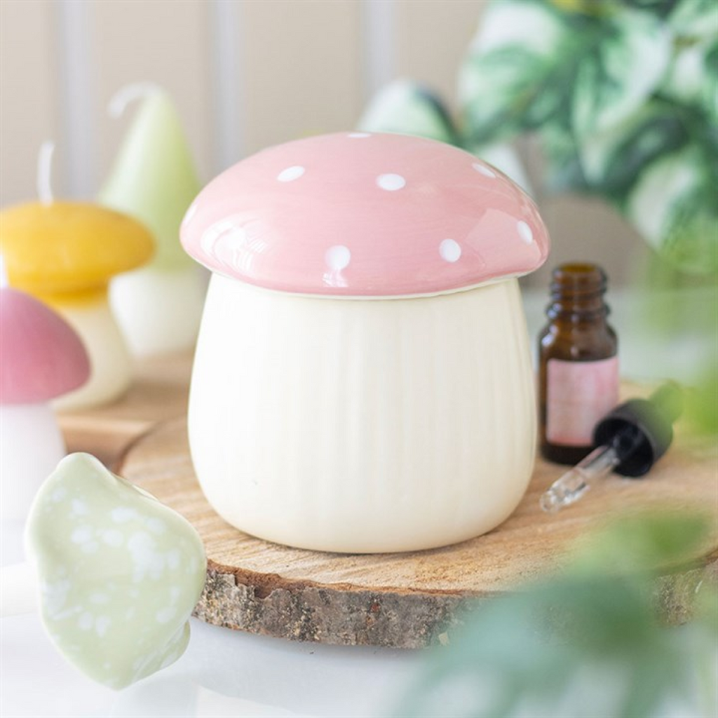 Pink Mushroom Oil Burner Ceramic Gift Home Fragrance