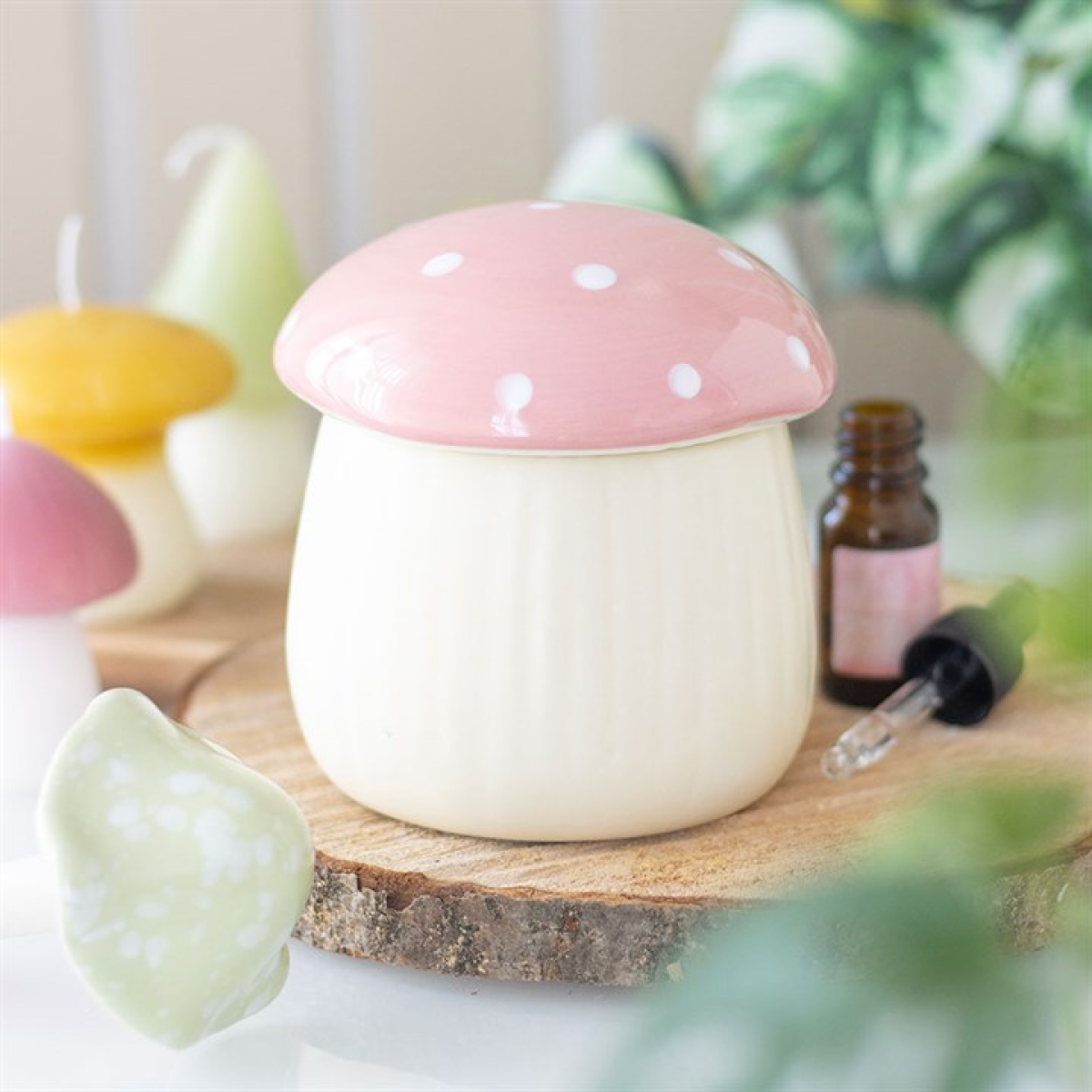 Pink Mushroom Oil Burner Ceramic Gift Home Fragrance