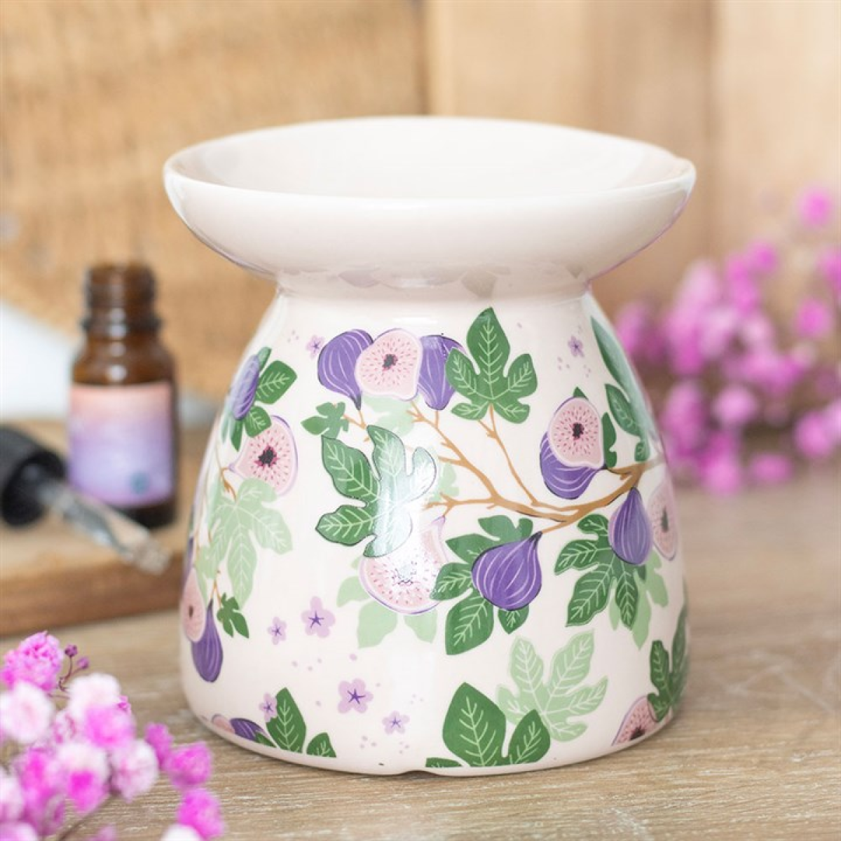 Fig Tree Print Oil Burner Ceramic Gift Home Fragrance