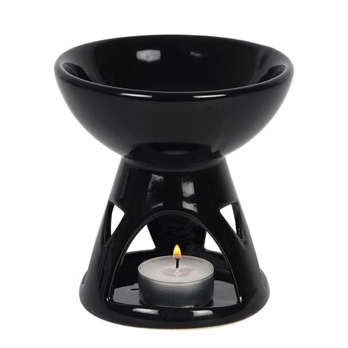 Black Deep Bowl Oil Burner & Wax Warmer Gift Home Fragrance