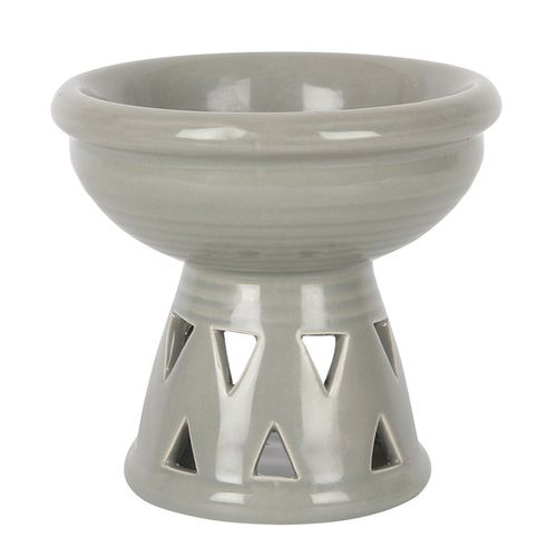 Grey Deep Bowl Oil Burner & Wax Warmer Ceramic Gift Home Fragrance