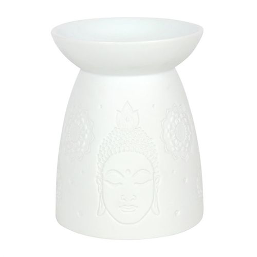 White Ceramic Buddha Face Oil Burner & Wax Warmer Gift Home Fragrance