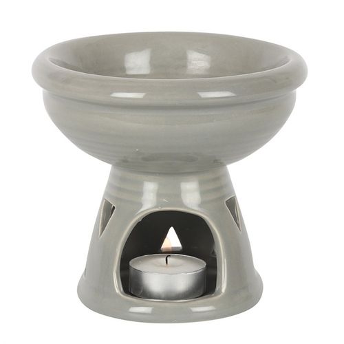 Grey Deep Bowl Oil Burner & Wax Warmer Ceramic Gift Home Fragrance