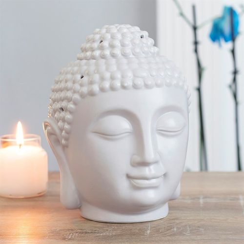 Large Grey Buddha Head Oil Burner & Wax Warmer Gift Home Fragrance