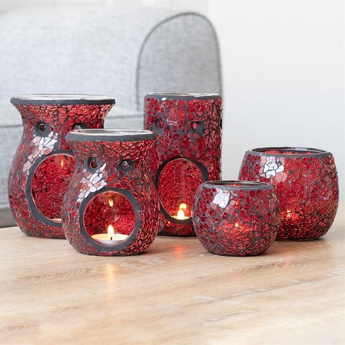 Large Red Crackle Glass Wax Melt Warmer