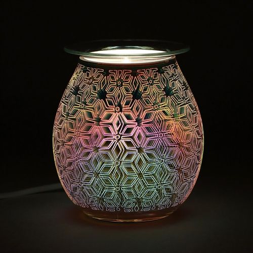3D Geometric Flower Light Up Electric Oil Burner Gift Home Fragrance
