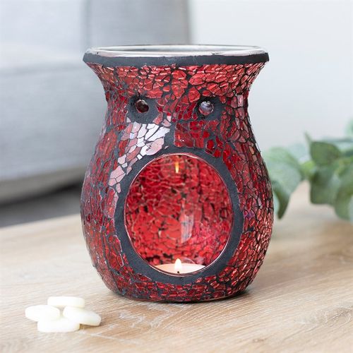 Large Red Crackle Glass Wax Melt Warmer