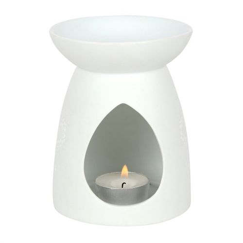 White Ceramic Buddha Face Oil Burner & Wax Warmer Gift Home Fragrance