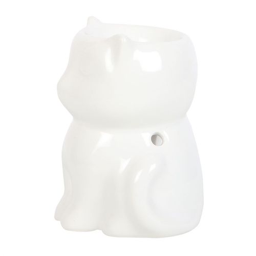 Shiny White Cat Oil Burner Gift Home Fragrance