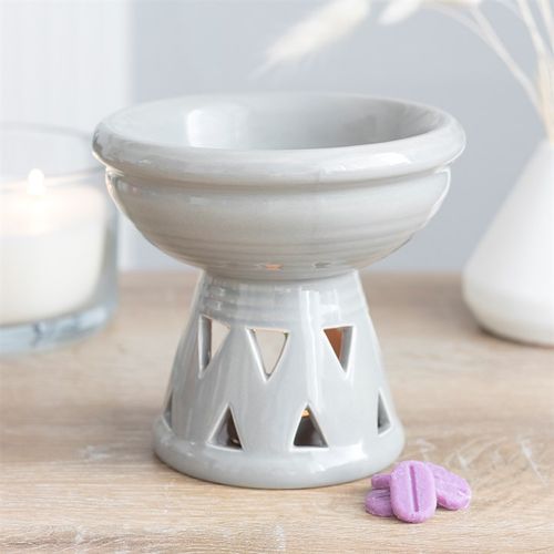 Grey Deep Bowl Oil Burner & Wax Warmer Ceramic Gift Home Fragrance
