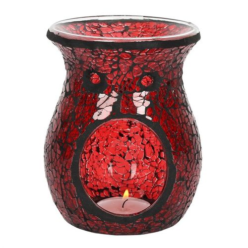 Large Red Crackle Glass Wax Melt Warmer