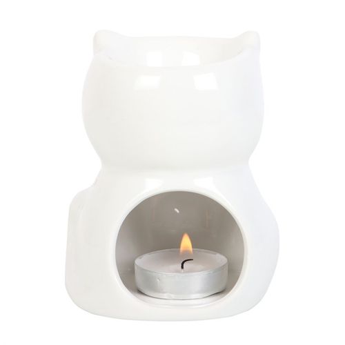 Shiny White Cat Oil Burner Gift Home Fragrance
